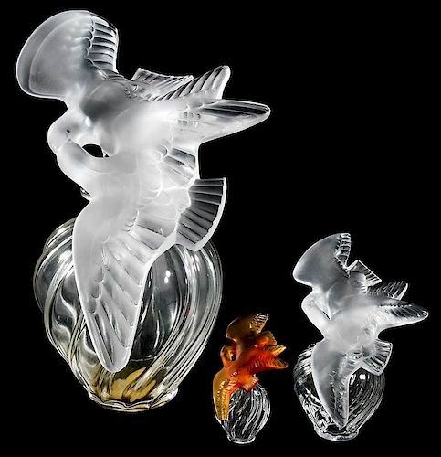 Three Lalique, Nina Ricci Lovebird Perfumes