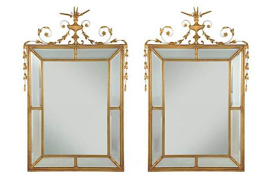 Pair Hepplewhite Style Gilt Mirrors