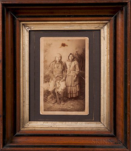 Cabinet Card Photograph of an Apache Man and Woman