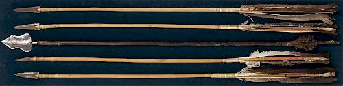Four Metal-tip Plains Arrows and a Japanese Arrow