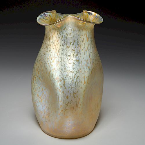 Loetz Art Nouveau iridescent gold vase