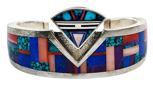 Ray Tracey Silver & Gemstone Cuff Bracelet