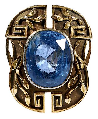 Art Nouveau 14kt. Gold and Sapphire Ring
