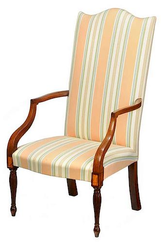 Fine Federal Inlaid Mahogany Lolling Chair