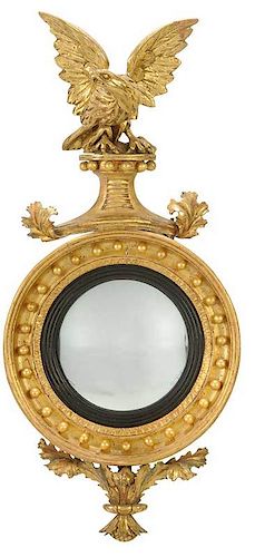 Classical Eagle Gilt Wood Convex Mirror