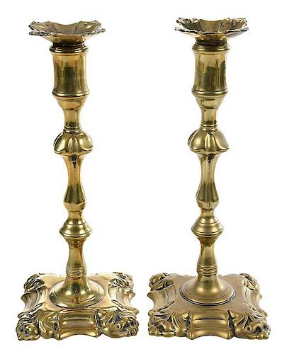 Fine Pair George II Four Shell Candlesticks