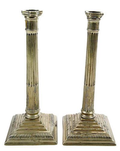 Pair George III Brass Candlesticks