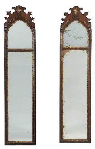 Pair George I Walnut Parcel Gilt Pier Mirrors