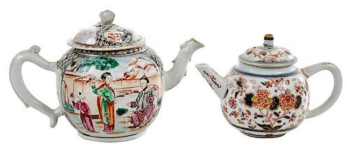 Two Chinese Export Lidded Tea Pots