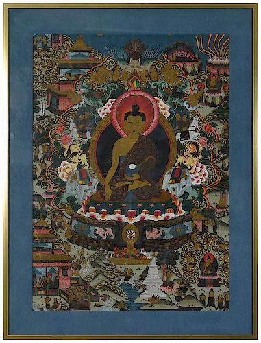 Tibetan Thanka of Seated Buddha