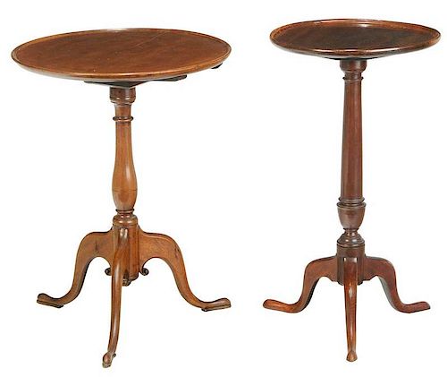 Two Early American Dish Top Candlestands