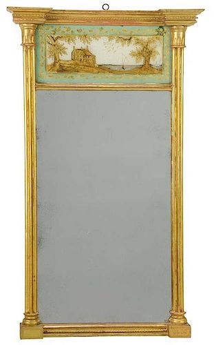 American Federal Carved Gilt Églomisé Mirror