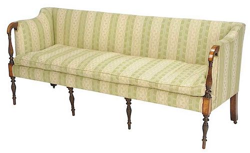 Massachusetts Federal Mahogany Upholstered Sofa