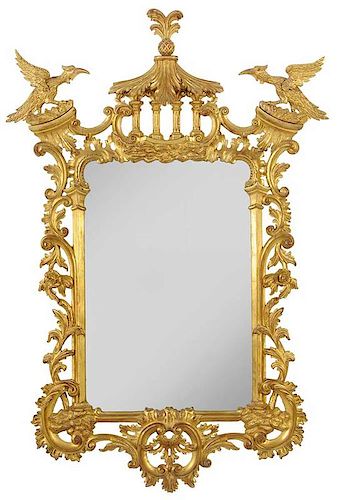 Chinese Chippendale Style Carved Gilt Mirror