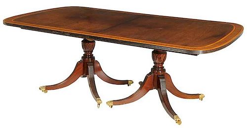 Federal Style Mahogany Two Pedestal Dining Table