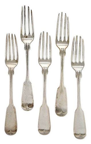 Set of Twenty-Seven Coin Silver Forks