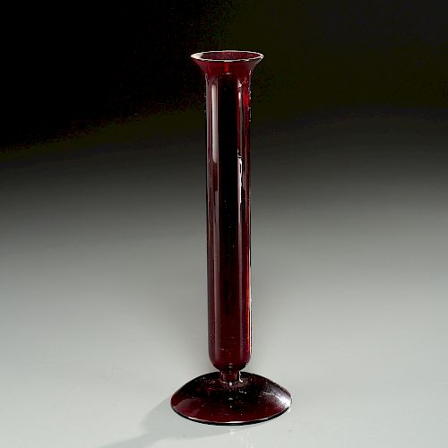 Venini red glass bud vase