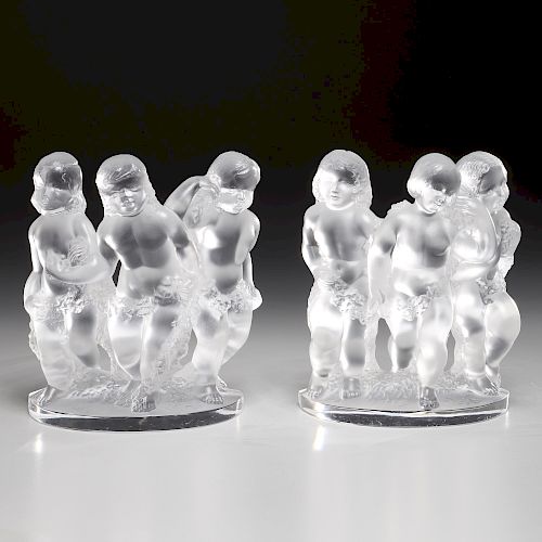 Pair Lalique "Luxembourg" figure groups