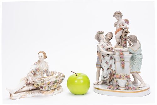 Group,  Two Continental Porcelain Figurines
