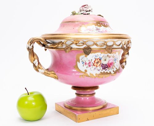 Late 19th C. Sevres Style Pink Porcelain Tureen