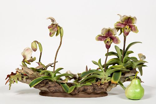 Boehm Porcelain Orchid, Hummingbird Centerpiece