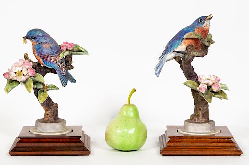 Pair, Doughty Blue Bird Porcelain Figurines