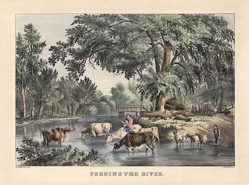 Fording the River - Fanny Palmer - Currier & Ives