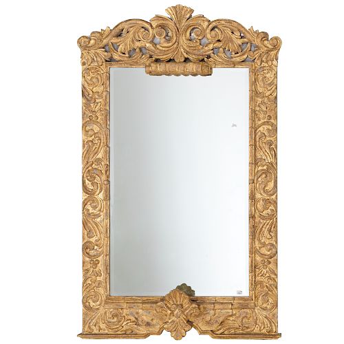 Large Baroque style carved giltwood pier mirror