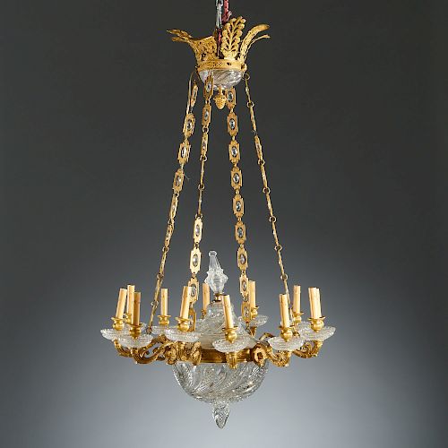 Fine Restauration gilt bronze, crystal chandelier