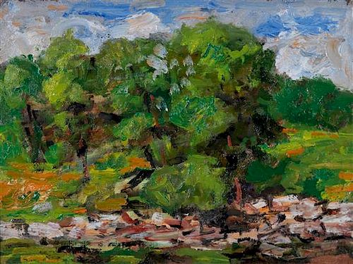 Walt Francis Kuhn, (American, 1877-1949), Trees at Stone Wall, 1935-47