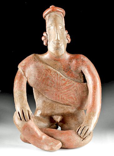 Fine Jalisco Pottery Seated Male Figure