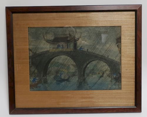 Elizabeth Keith 1887-1956, Soochow Bridge, Woodcut