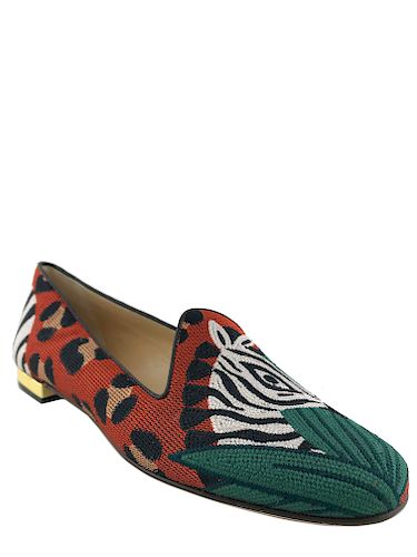 Charlotte Olympia Animal Kingdom Zebra Flat Shoes