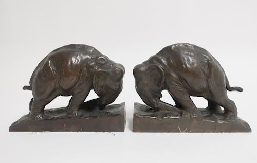 Mahonri M. Young, 1877-1957, Elephant Bookends