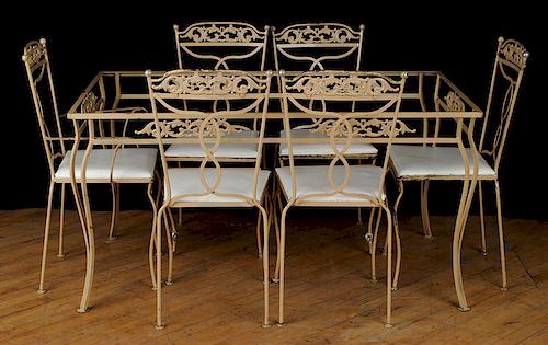 A LOT OF TWENTY-ONE PIECES IRON PATIO FURNITURE