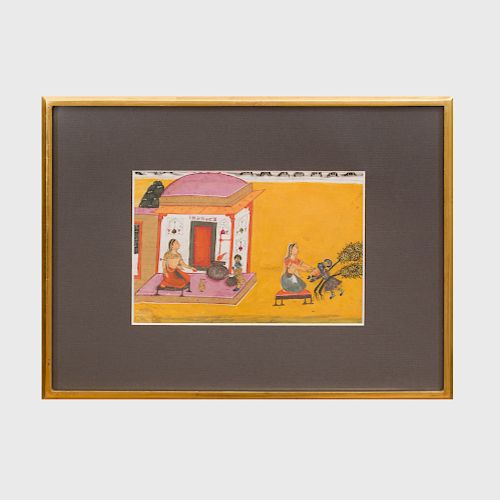 Bikaner School:  Krishna and Yashoda Illustration from a Bhagavata Purana Series, Rajasthan