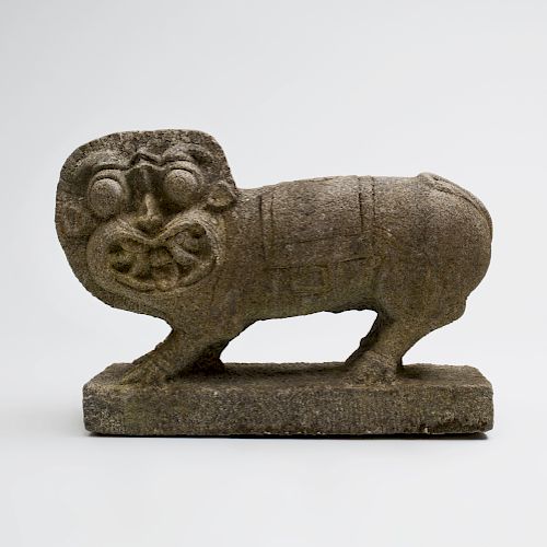 Indian Grey Granite Figure of a Lion