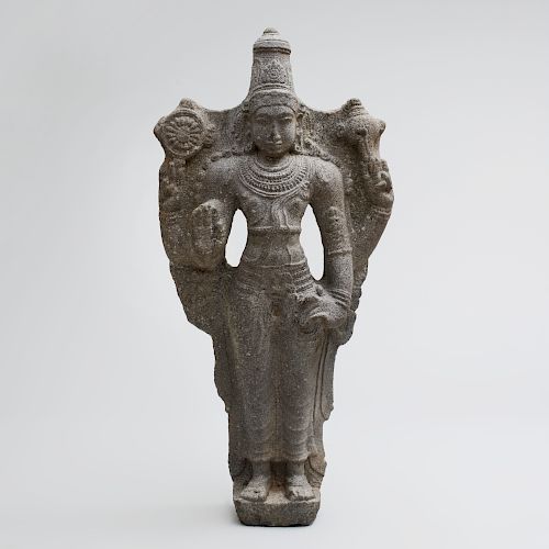 Fine Indian Grey Granite Figure of Vishnu