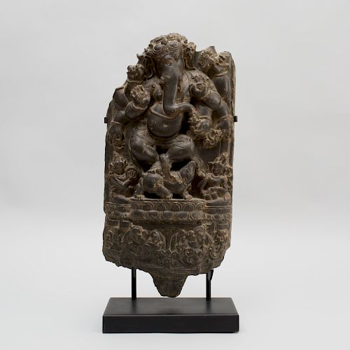 Fine Eastern India Carved Grey Schist Model of a Dancing Ganesha
