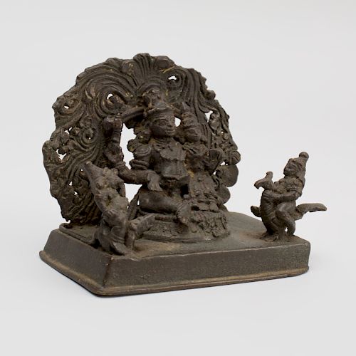 Indian Bronze Model of the Hindu Holy Family with Shiva, Parvati, Skanda and a Ganesha