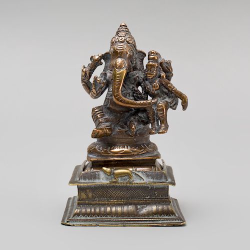 Indian Brass Figure of a Ganesha With a Consort