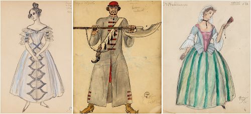 A GROUP OF THREE COSTUME DESIGNS BY MSTISLAV DOBUZHINSKY (RUSSIAN-LITHUANIAN 1875-1957), 1935-1938