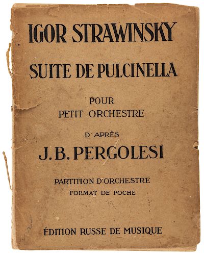 IGOR STRAVINSKY, AUTOGRAPH COPY OF SUITE DE PULCHINELLA, 1924