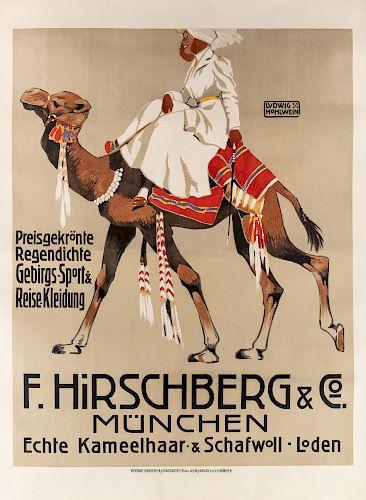 AN ADVERTISEMENT POSTER BY LUDWIG HOHWEIN (GERMAN 1874-1949), HERSHBERG & CO., 1907