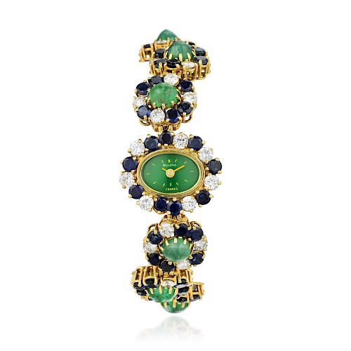 Bulova Sapphire Emerald and Diamond Watch