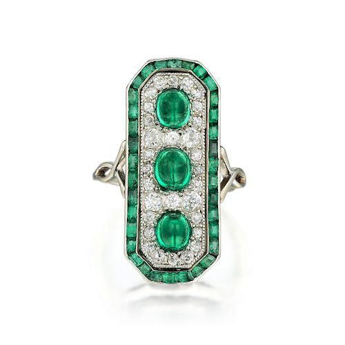 Very Fine Edwardian Emerald and Diamond Ring