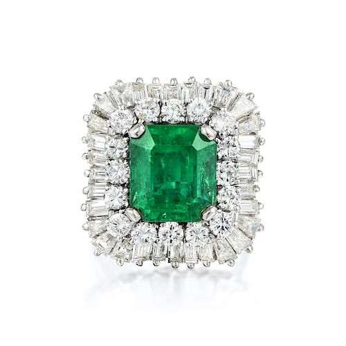 A Colombian Emerald and Diamond Pendant/Ring