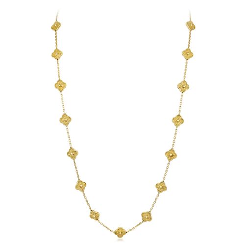 Van Cleef & Arpels Gold Vintage Alhambra Long Necklace, 20 Motifs