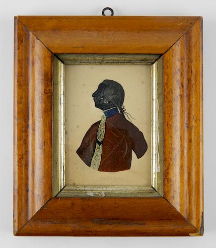 18/19th c. Reverse painted on glass silhouette