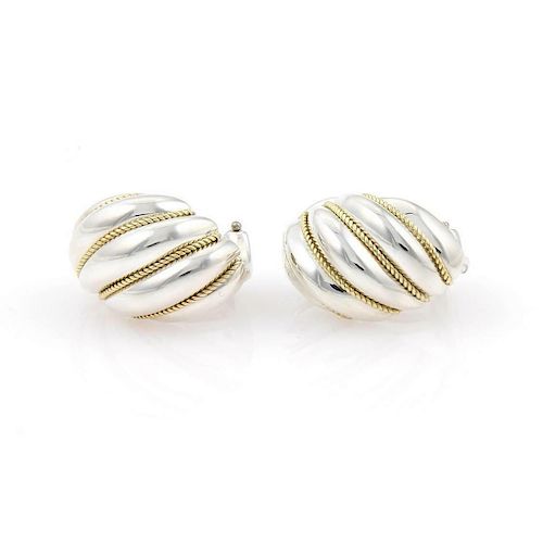Tiffany & Co Silver 18k Gold Shrimp Huggie Earrings